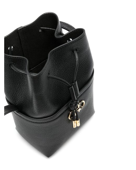 Ferragamo Black Gancini Mini Leather Bucket Bag