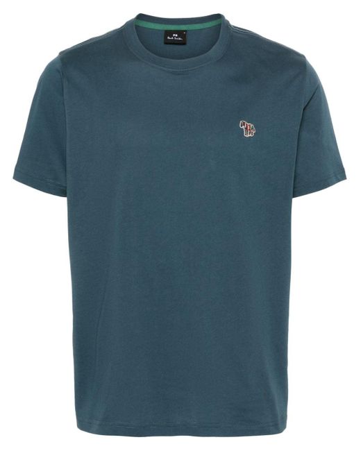 PS by Paul Smith Blue Zebra-motif Cotton T-shirt for men