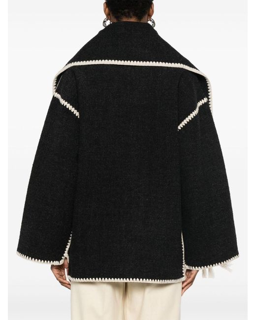 Totême  Blue Embroidered Scarf Wool Jacket