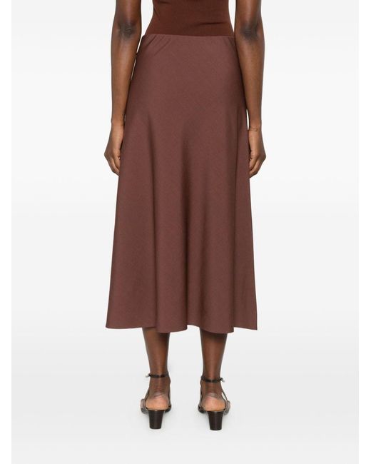 Brunello Cucinelli Brown Wool Blend Midi Skirt