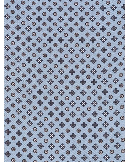 Brioni Blue Printed Silk Pocket Square for men