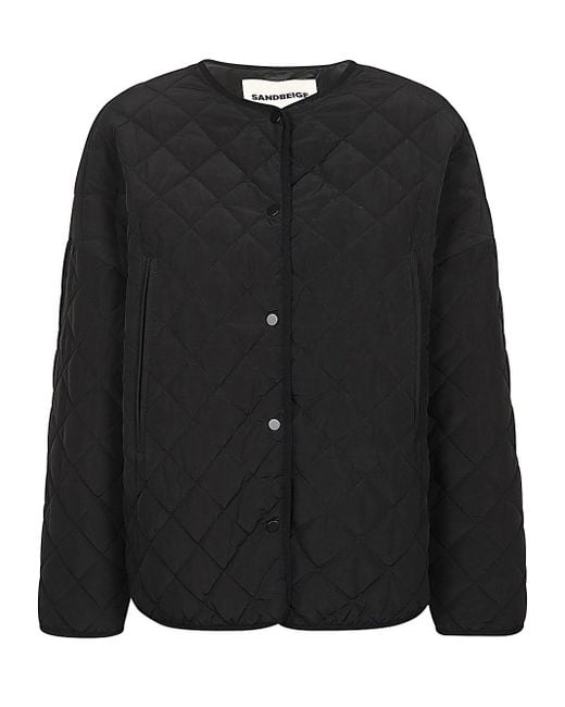 Sandbeige Black Nylon Quilted Jacket