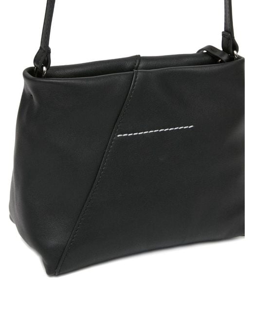 MM6 by Maison Margiela Black Folded Leather Crossbody Bag