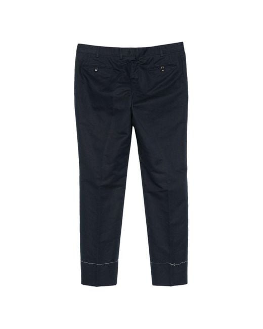 Brioni Blue Pienza Linen And Cotton Trousers for men