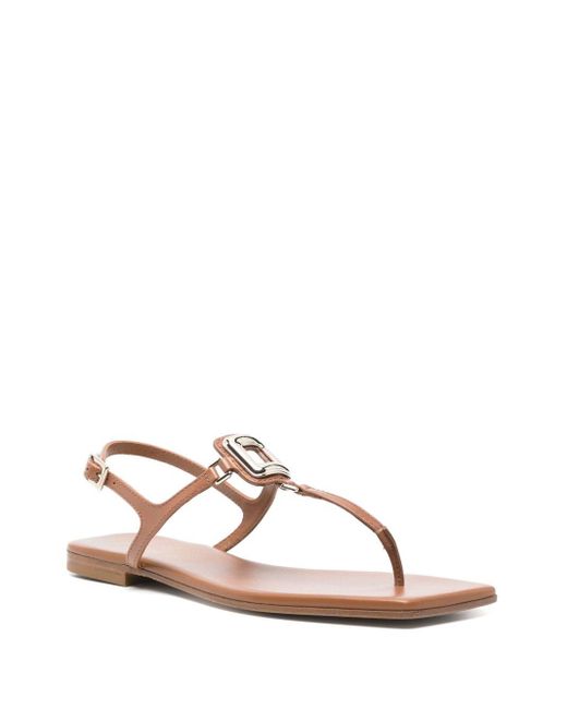 Roger Vivier Brown Viv By The Sea Leather Thong Sandals