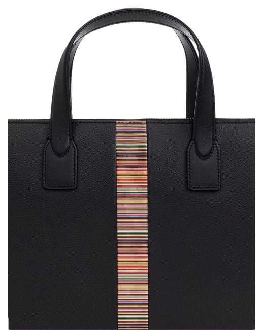 Paul Smith Black Signature Stripe Leather Handbag for men