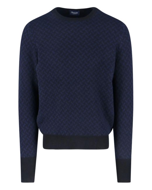 Drumohr Blue Biscottino Crew Neck Sweater for men