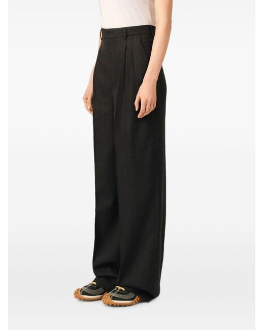 AMI Black Wool High-Waisted Trousers