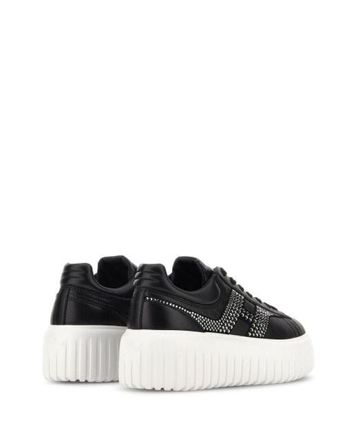Hogan Black H-Stripes Leather Sneakers