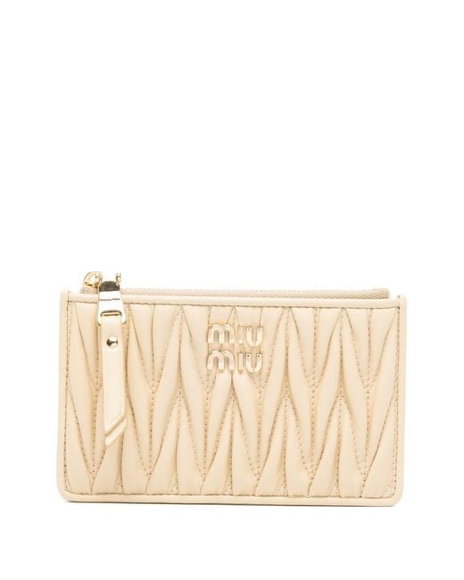Miu Miu Natural Leather Zipped Credit Cards Holder