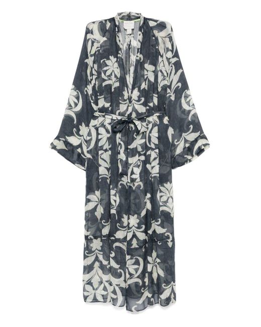 Forte Forte White Linen And Silk Printed Gown