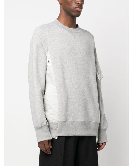 Sacai White Zip-pocket Sleeve Sweatshirt for men