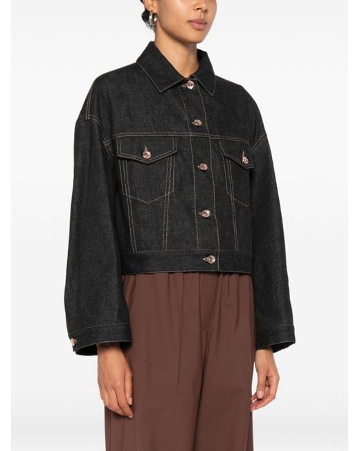 Brunello Cucinelli Black Denim Cotton Jacket