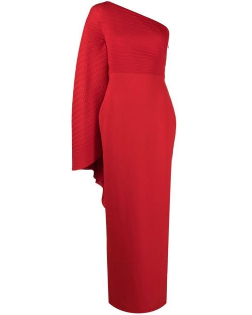 Solace London Red Lillia One-shoulder Maxi Dress