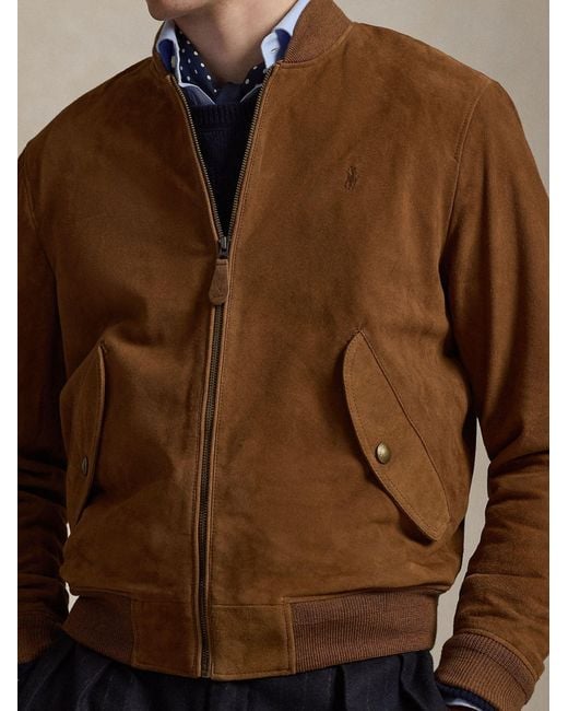 Polo Ralph Lauren Brown Suede Bomber Jacket for men