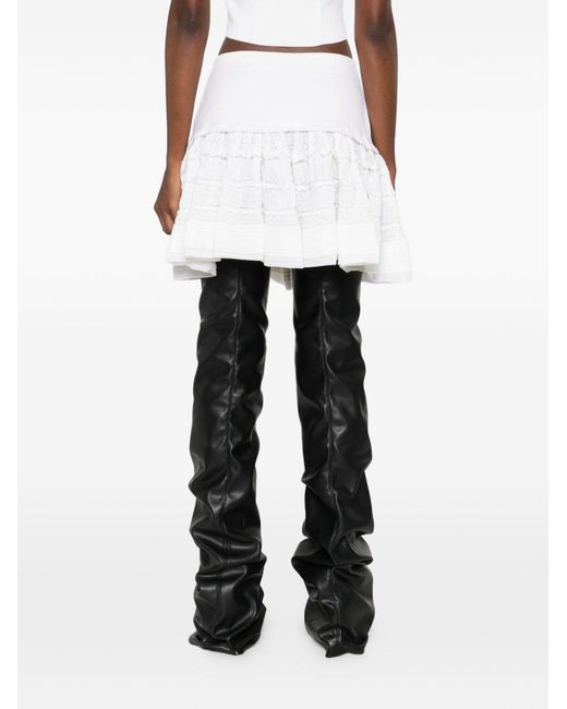 Alaïa White Wool Ruffled Skirt