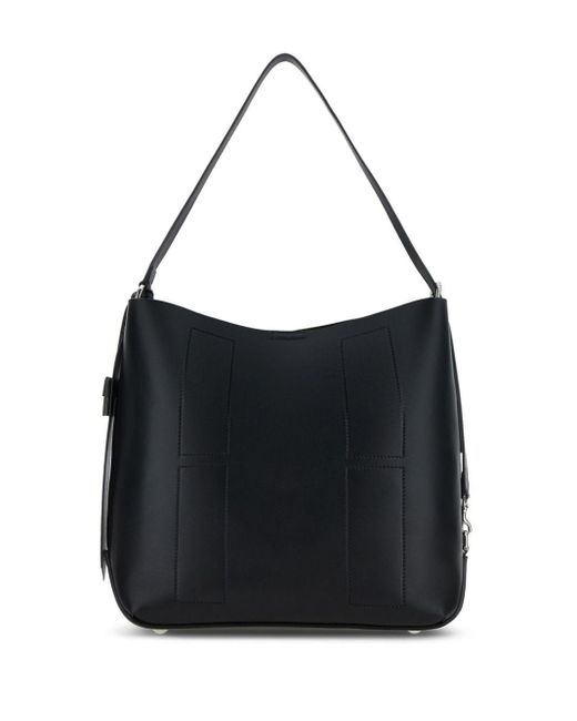 Hogan Black Hocket Medium Leather Hobo Bag