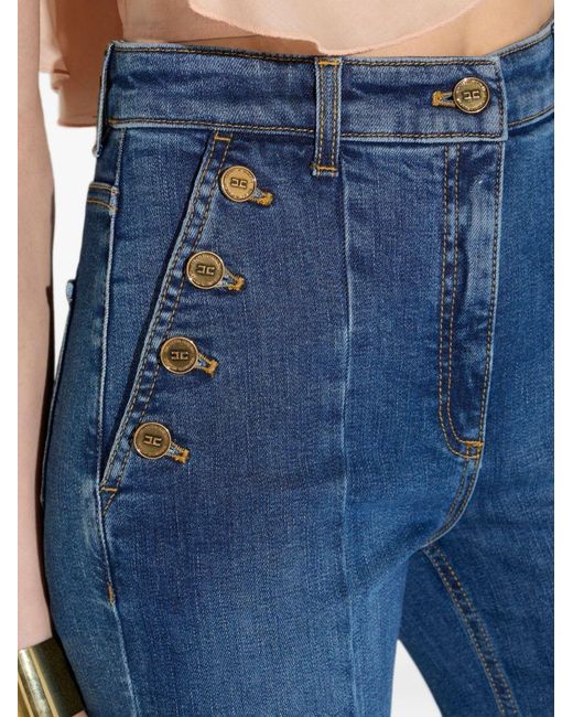 Elisabetta Franchi Blue Flared Leg Denim Jeans
