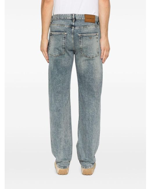 Emporio Armani Blue Faded-Effect Jeans for men