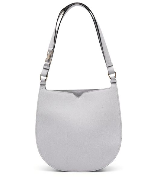 Valextra White Leather Medium Hobo Bag