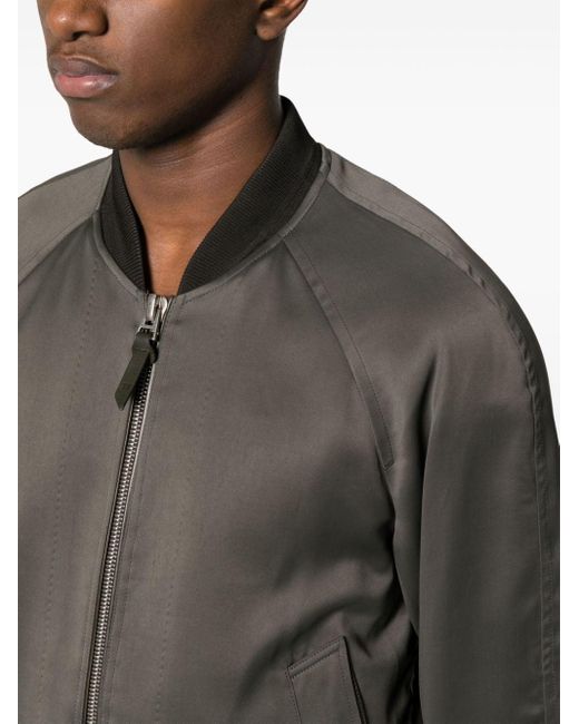 Tom Ford Gray Bomber Jacket With Ribbed Trim for men