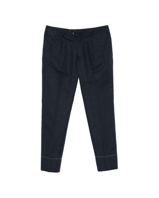 Brioni Blue Pienza Linen And Cotton Trousers for men