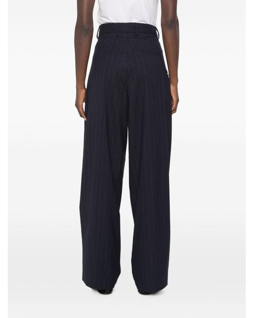 White Sand Blue Wide-Leg Trousers