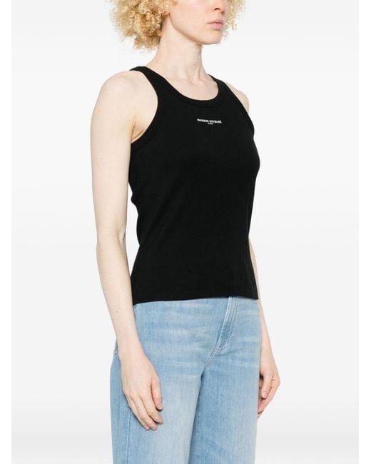Maison Kitsuné Black Logo Cotton Tank Top