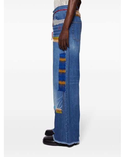 Marni Blue Patchwork Denim Jeans for men