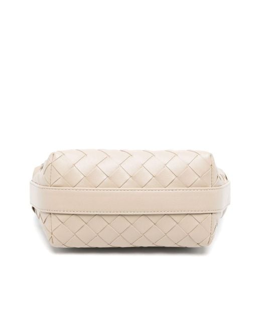 Bottega Veneta East-West Wallace Leather Mini Bag in Natural