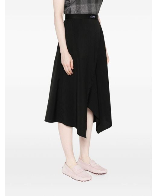 Loewe Black Asymmetric Midi Skirt