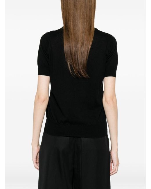 C.t. Plage Black Cotton And Silk Crewneck Sweater