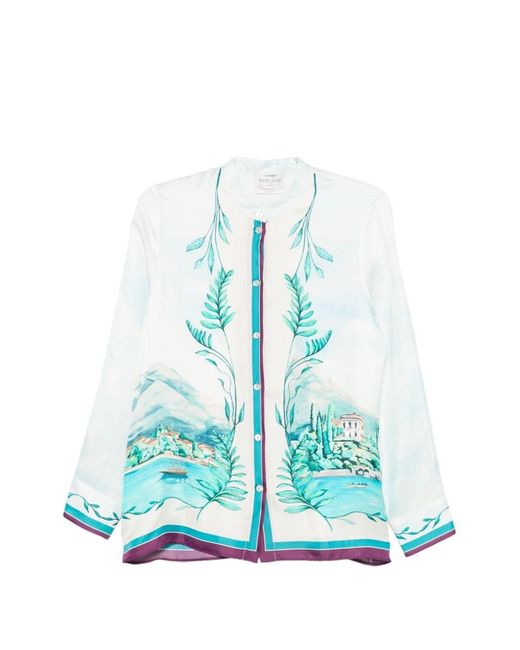 Forte_forte Blue Lake Como Print Shirt