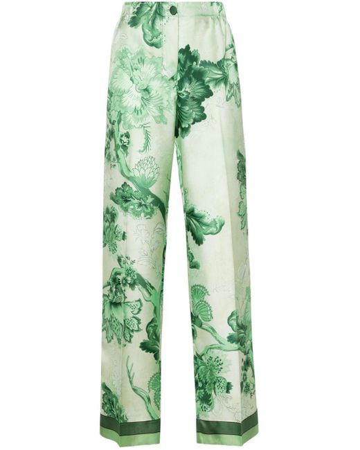 F.R.S For Restless Sleepers Green Etere Silk Trousers