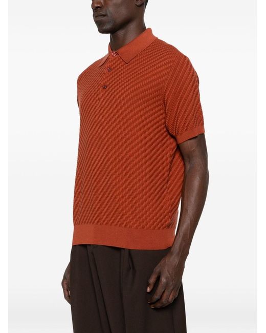 Brioni Red Cotton And Cashmere Polo Shirt for men