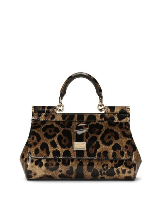 Dolce & Gabbana Black Sicily Small Leopard Print Handbag