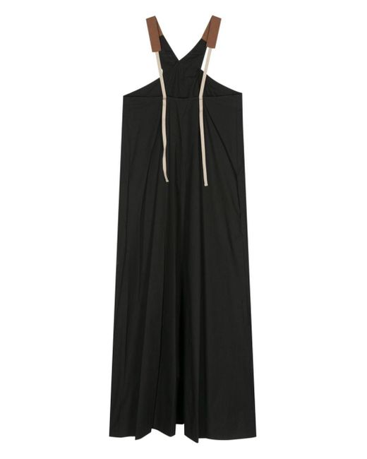 Alysi Black Crossover-strap Poplin Midi Dress