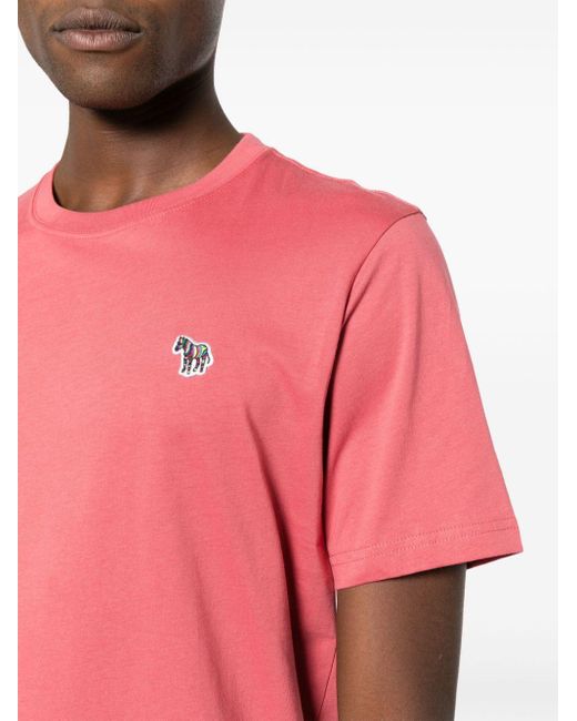 PS by Paul Smith Pink Zebra-patch Short-sleeve T-shirt for men