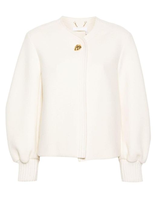 Chloé White Wool Blend Short Coat