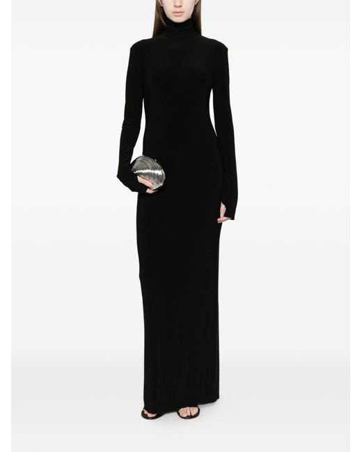Norma Kamali Black Turtle-Neck Long Dress