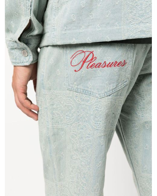 Jeans merit in denim di Pleasures in Blue da Uomo