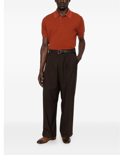 Brioni Red Cotton And Cashmere Polo Shirt for men