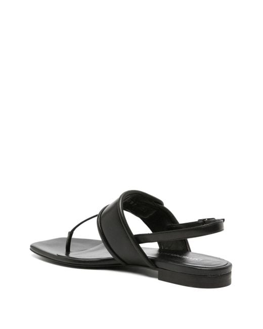 Emporio Armani Black Leather Thong Sandals