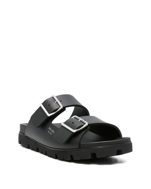 Prada Black Flat Sandals for men