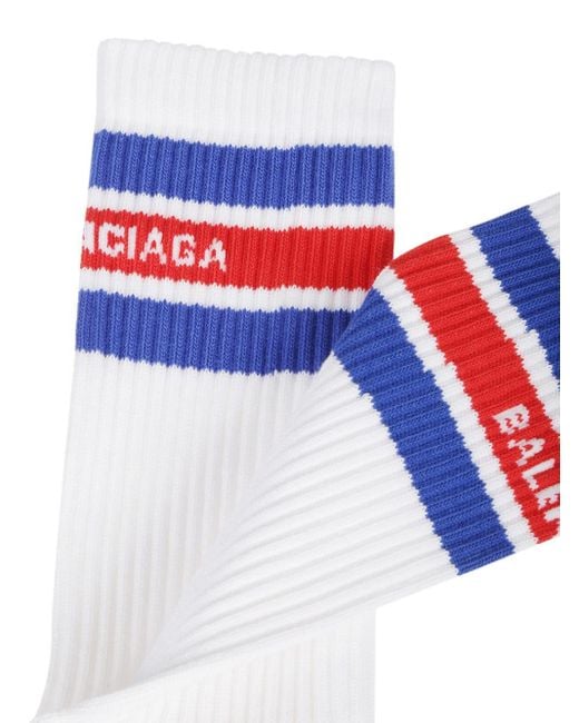 Balenciaga Blue Socks With Logo for men