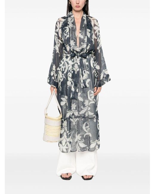 Forte Forte White Linen And Silk Printed Gown