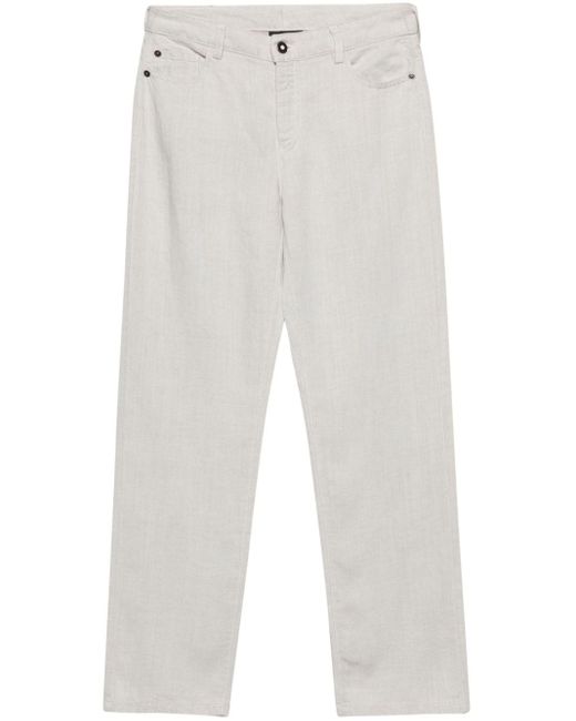 Emporio Armani White Linen Blend Trousers