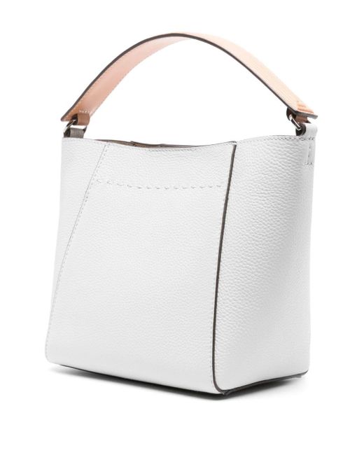 Tory Burch White Mcgraw Small Leather Bucket Bag