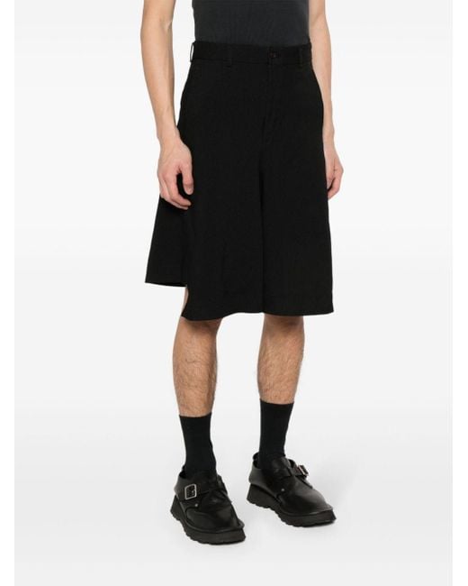 Comme des Garçons Black Twill Asymmetric Shorts for men
