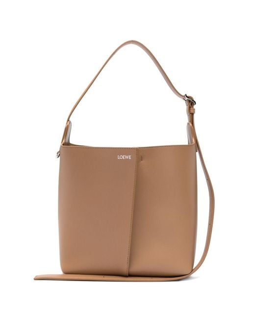 Loewe White Bilbao Medium Leather Bucket Bag